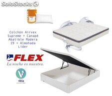 Pack Colchon Flex Airvex Supreme 105x190 + Canape Abatible Madera 19 Blanco +