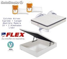 Pack Colchon Flex Airvex Supreme 135x190 + Canape Abatible Madera 19 Blanco + 2