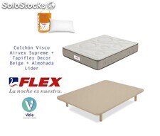 Pack Colchon Flex Visco Airvex Supreme 90x200 + Tapiflex Beige con patas +