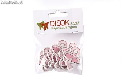 Pack con 10 adhesivos chupete madera rosa