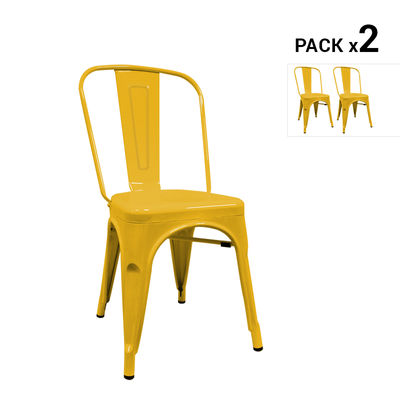 Pack de 2 cadeiras industriais torix amarelas inspiradas na linha tolix