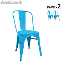 Pack de 2 cadeiras industriais torix azuis inspiradas na linha tolix