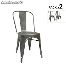 Pack de 2 cadeiras industriais torix cinza galvanizado inspiradas na linha tolix