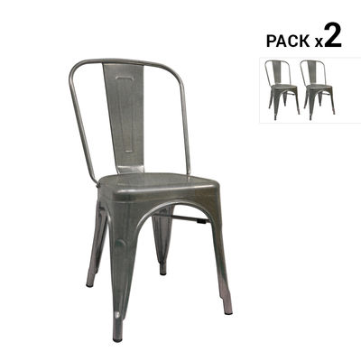 Pack de 2 cadeiras industriais torix cinza galvanizado inspiradas na linha tolix