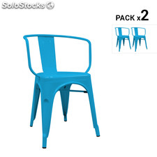 Pack de 2 cadeiras industriais torix com braços azuis