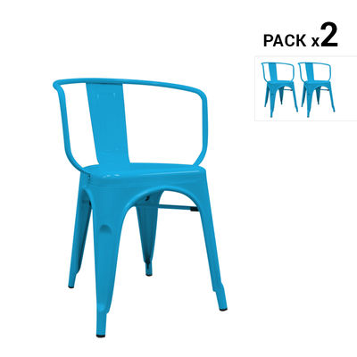 Pack de 2 cadeiras industriais torix com braços azuis