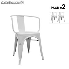 Pack de 2 cadeiras industriais torix com braços brancas