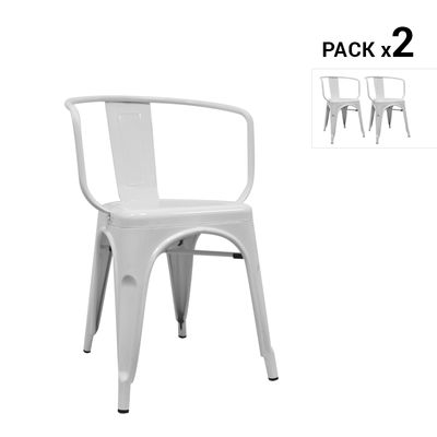 Pack de 2 cadeiras industriais torix com braços brancas