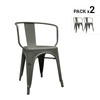 Pack de 2 cadeiras industriais torix com braços cinza galvanizado