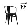 Pack de 2 cadeiras industriais torix com braços pretas