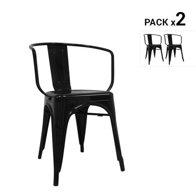 Pack de 2 cadeiras industriais torix com braços pretas
