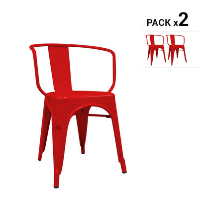Pack de 2 cadeiras industriais torix com braços vermelhas