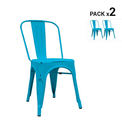 Pack de 2 cadeiras industriais torix envelhecidas azuis