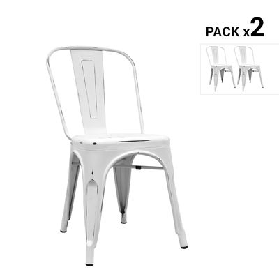 Pack de 2 cadeiras industriais torix envelhecidas brancas