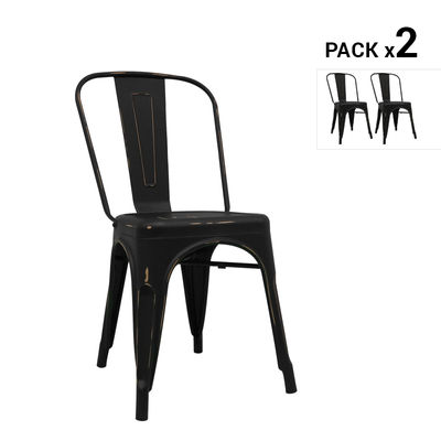 Pack de 2 cadeiras industriais torix envelhecidas pretas