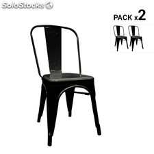 Pack de 2 cadeiras industriais torix pretas inspiradas na linha tolix