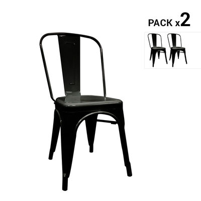 Pack de 2 cadeiras industriais torix pretas inspiradas na linha tolix