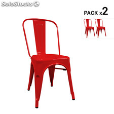 Pack de 2 cadeiras industriais torix vermelhas inspiradas na linha tolix