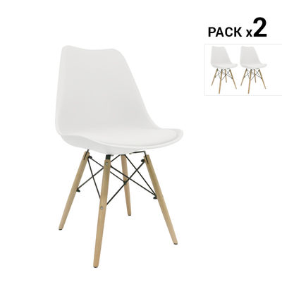 Pack de 2 cadeiras nórdicas tilsen brancas inspiradas na linha eames
