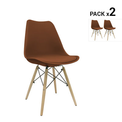 Pack de 2 cadeiras nórdicas tilsen castanhas inspiradas na linha eames