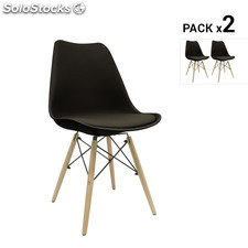Pack de 2 cadeiras nórdicas tilsen pretas inspiradas na linha eames