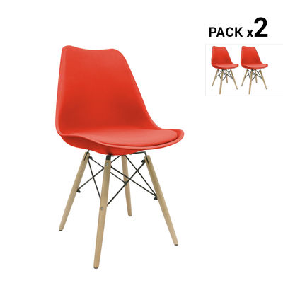 Pack de 2 cadeiras nórdicas tilsen vermelhas inspiradas na linha eames
