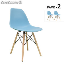 Pack de 2 cadeiras nórdicas tower azul claro inspirados na linha eames
