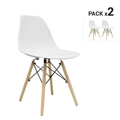 Pack de 2 cadeiras nórdicas tower brancas inspiradas na linha eames