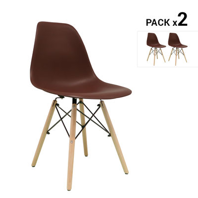 Pack de 2 cadeiras nórdicas tower castanhas inspirado na linha eames