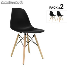 Pack de 2 cadeiras nórdicas tower pretas inspiradas na linha eames