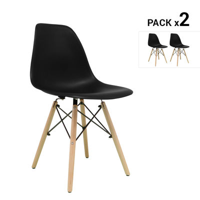 Pack de 2 cadeiras nórdicas tower pretas inspiradas na linha eames