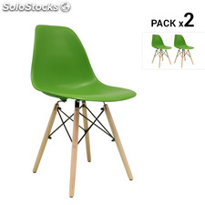 Pack de 2 cadeiras nórdicas tower verdes inspiradas na linha eames