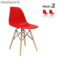 Pack de 2 cadeiras nórdicas tower vermelhas inspiradas na linha eames