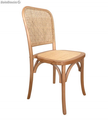 Pack de 2 sillas de comedor JULIA. Sillas apilable de ratán y madera clara