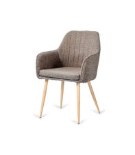 Pack de 2 sillas Víctor tapizado marrón jaspeado patas de madera 85 cm(alto)58