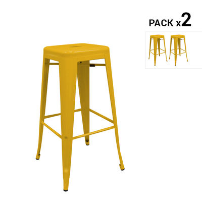 Pack de 2 tamboretes industriais torix amarelos inspirados na linha tolix