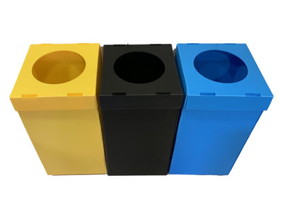 Pack de 3 Contenedores Papeleras PP Reciclaje 80 Litros (Azul, Amarillo y Negro) - Foto 2
