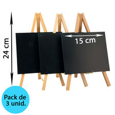Pack de 3 pizarras caballete de mesa natural 24x15cm