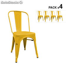 Pack de 4 cadeiras industriais torix amarelas inspiradas na linha tolix