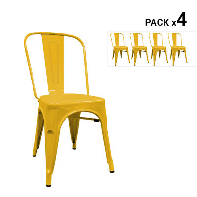 Pack de 4 cadeiras industriais torix amarelas inspiradas na linha tolix