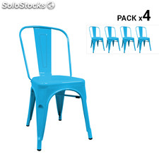 Pack de 4 cadeiras industriais torix azuis inspiradas na linha tolix