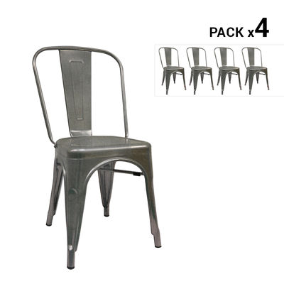 Pack de 4 cadeiras industriais torix cinza galvanizado inspiradas na linha tolix