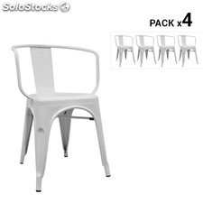 Pack de 4 cadeiras industriais torix com braços brancas