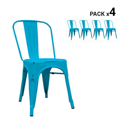 Pack de 4 cadeiras industriais torix envelhecidas azuis