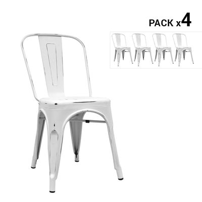 Pack de 4 cadeiras industriais torix envelhecidas brancas