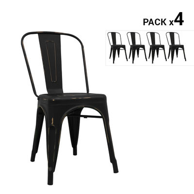 Pack de 4 cadeiras industriais torix envelhecidas pretas