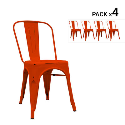 Pack de 4 cadeiras industriais torix envelhecidas vermelhas
