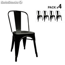 Pack de 4 cadeiras industriais torix pretas inspiradas na linha tolix