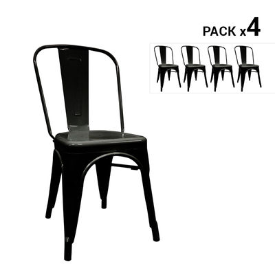 Pack de 4 cadeiras industriais torix pretas inspiradas na linha tolix