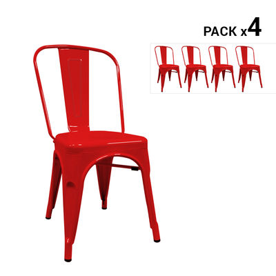 Pack de 4 cadeiras industriais torix vermelhas inspiradas na linha tolix